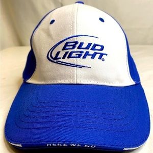 Bud Light Baseball Hat/Cap Hat Blue “Here we Go" Adjustable Strap
